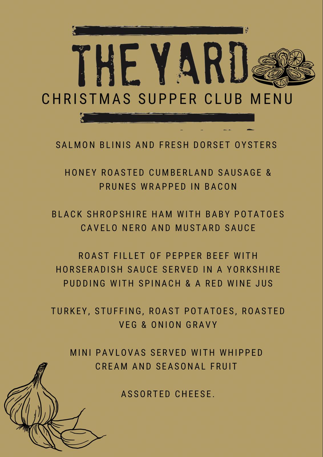Christmas Supper Club Menu at The Yard Café